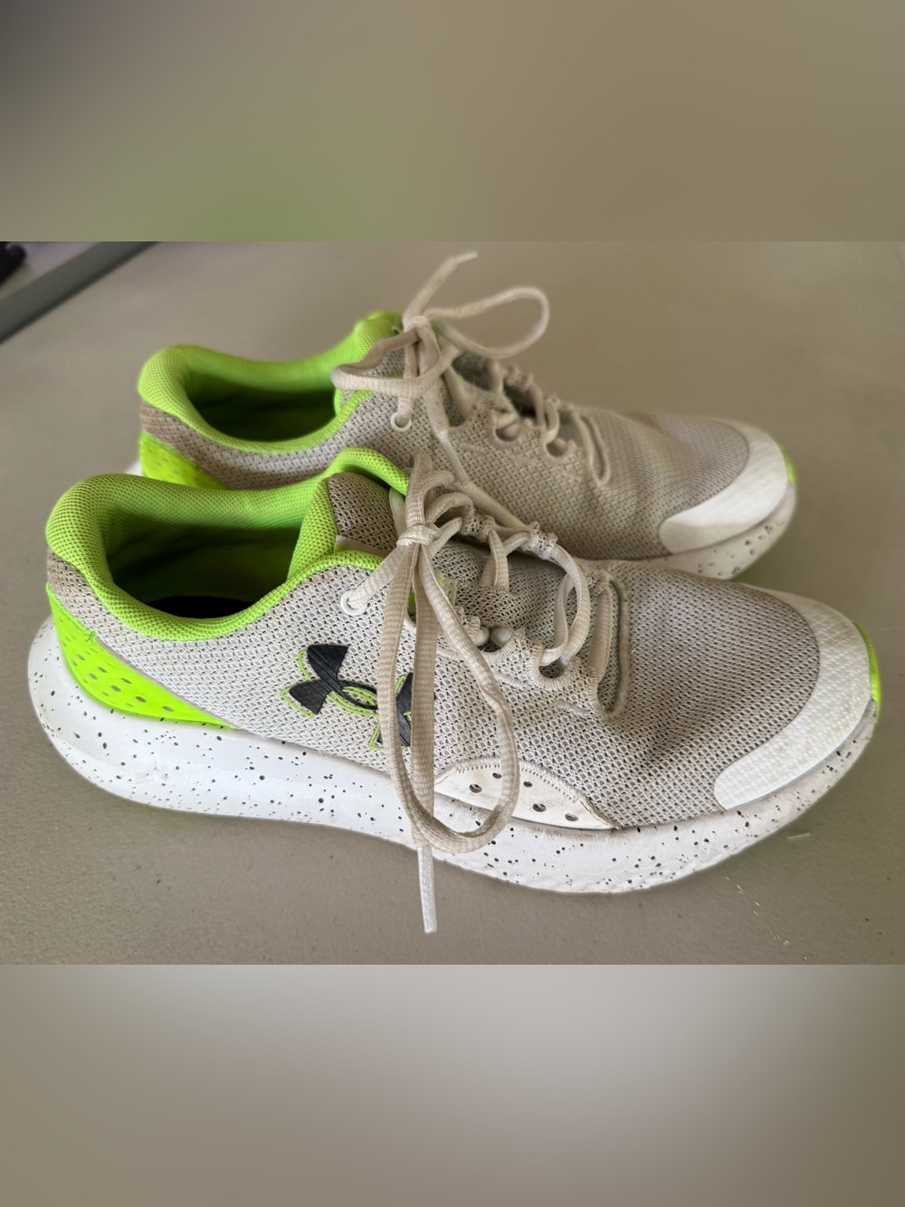 Under Armour Kids Gray and Neon Green Mesh Sneakers